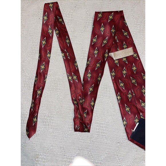 Rene Chagal Men’s Dress Tie Size 57” 4” Red Geometric Business Formal Polyester - Picture 10 of 12